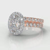 Micropavé Oval Diamond Halo Bridal Set - Two Tone Rose Gold