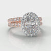 Micropavé Oval Diamond Halo Bridal Set - Two Tone Rose Gold