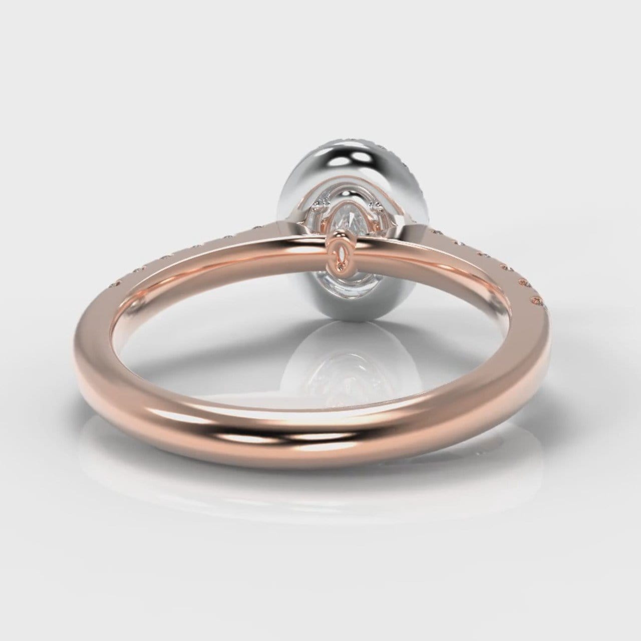 Micropavé Oval Diamond Halo Engagement Ring - Two Tone Rose Gold