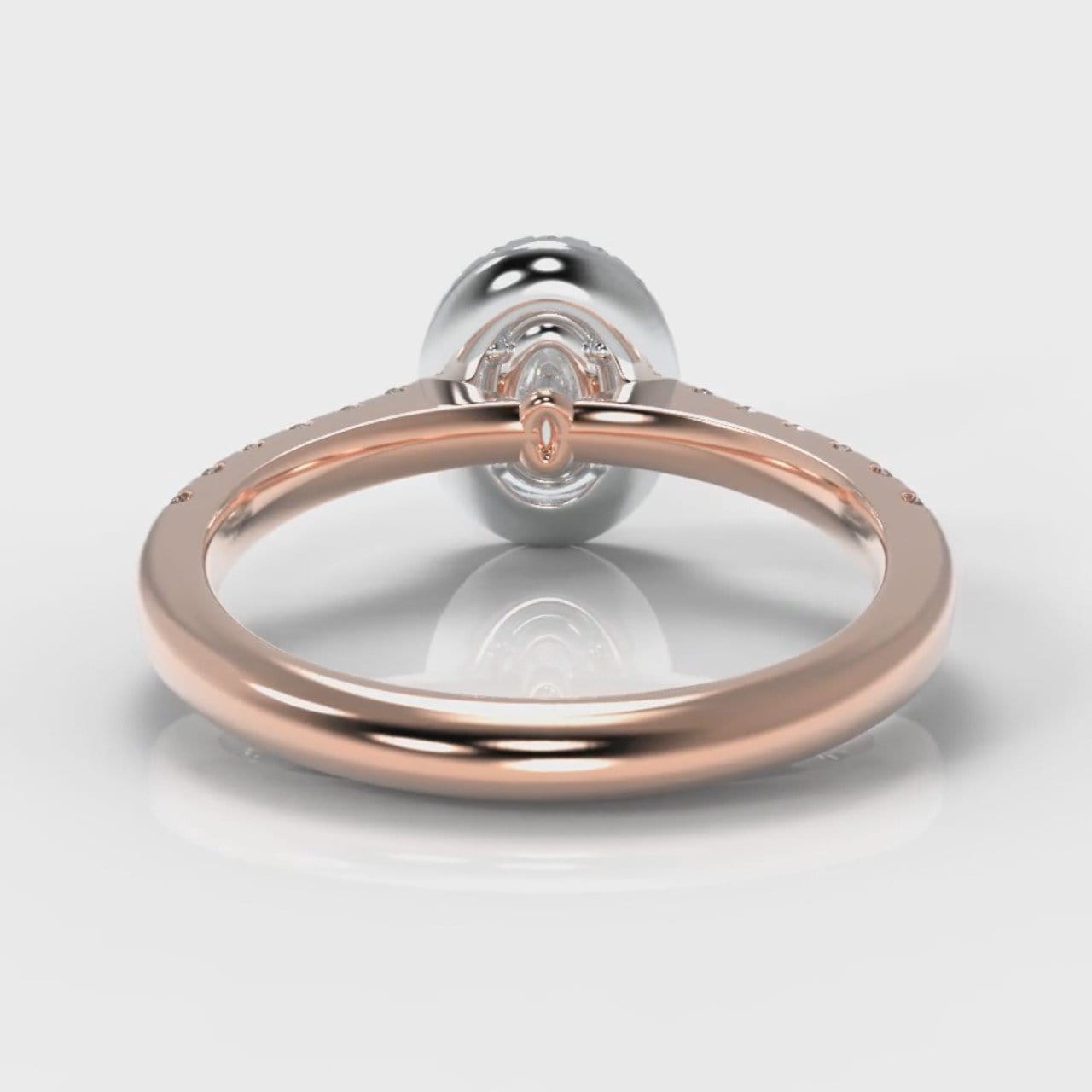Micropavé Oval Diamond Halo Engagement Ring - Two Tone Rose Gold