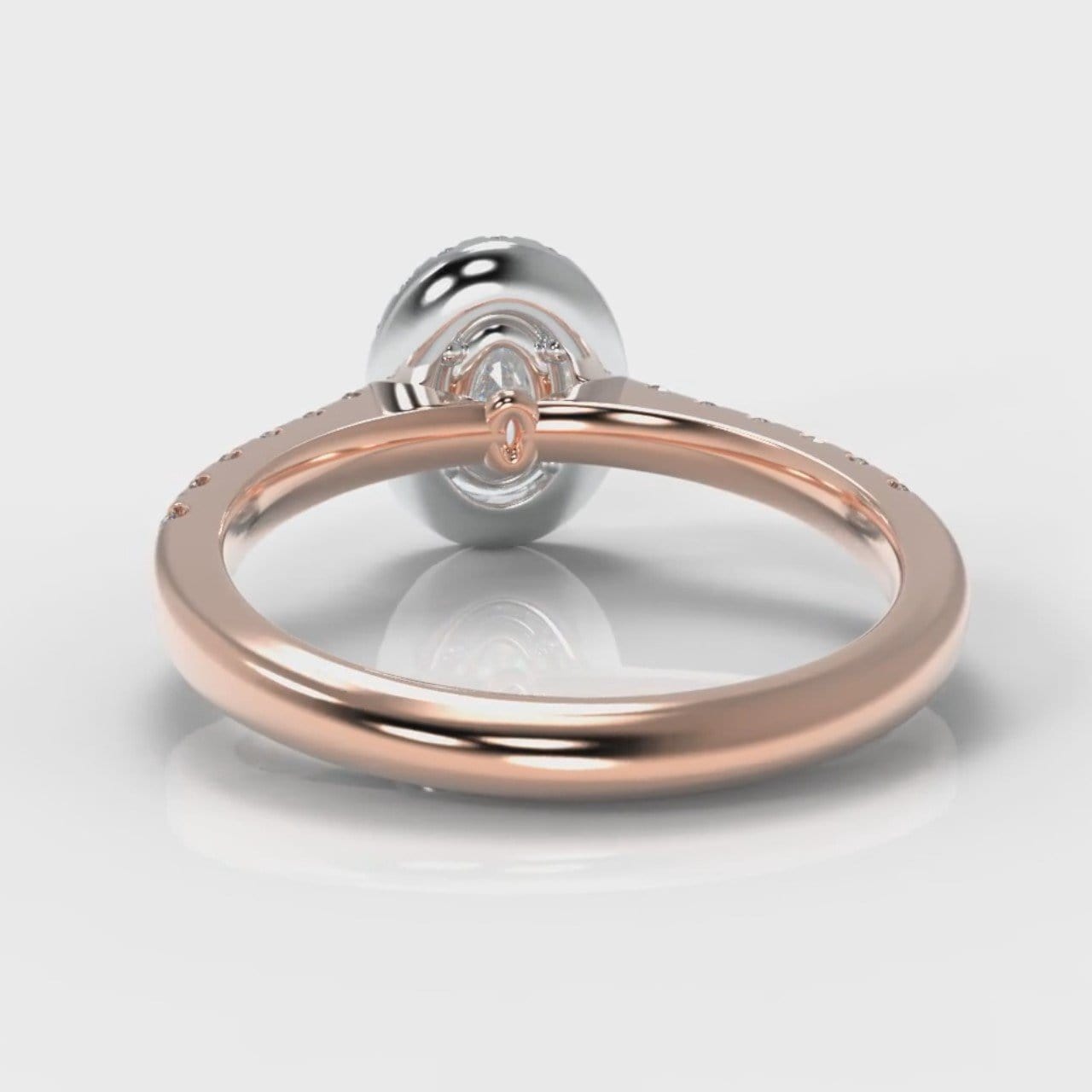 Micropavé Oval Diamond Halo Engagement Ring - Two Tone Rose Gold