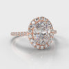 Petite Micropavé Oval Diamond Halo Engagement Ring - Rose Gold