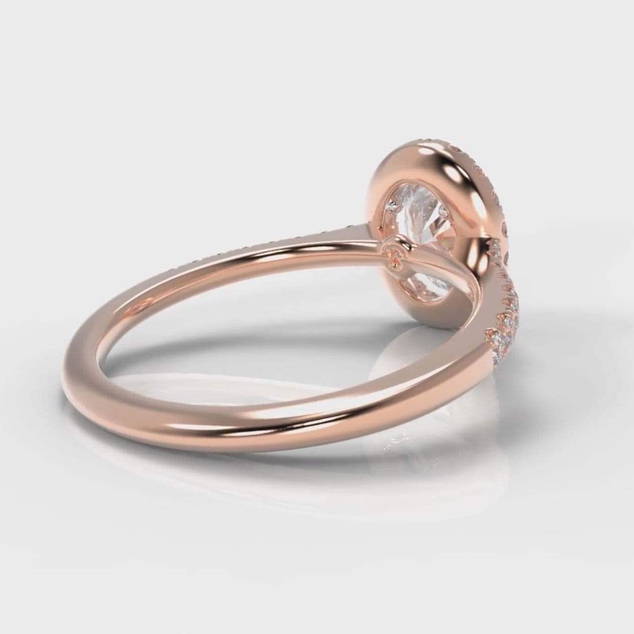 Petite Micropavé Oval Diamond Halo Engagement Ring - Rose Gold