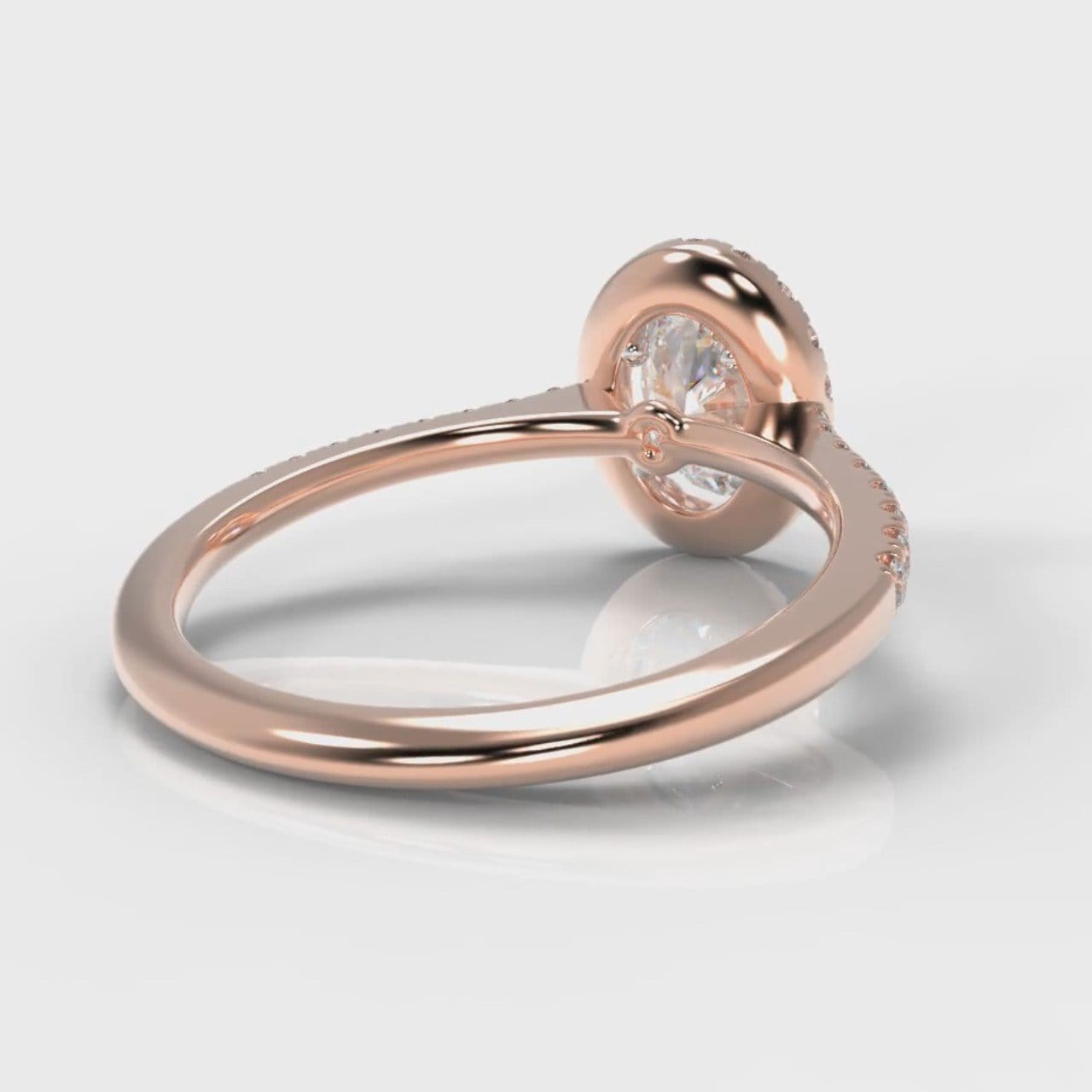 Petite Micropavé Oval Diamond Halo Engagement Ring - Rose Gold