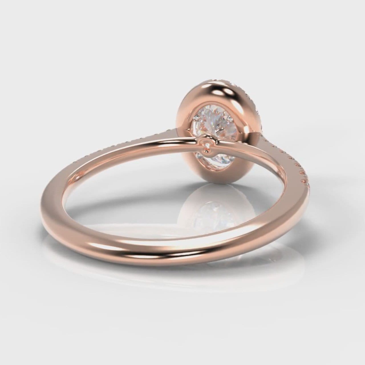 Petite Micropavé Oval Diamond Halo Engagement Ring - Rose Gold