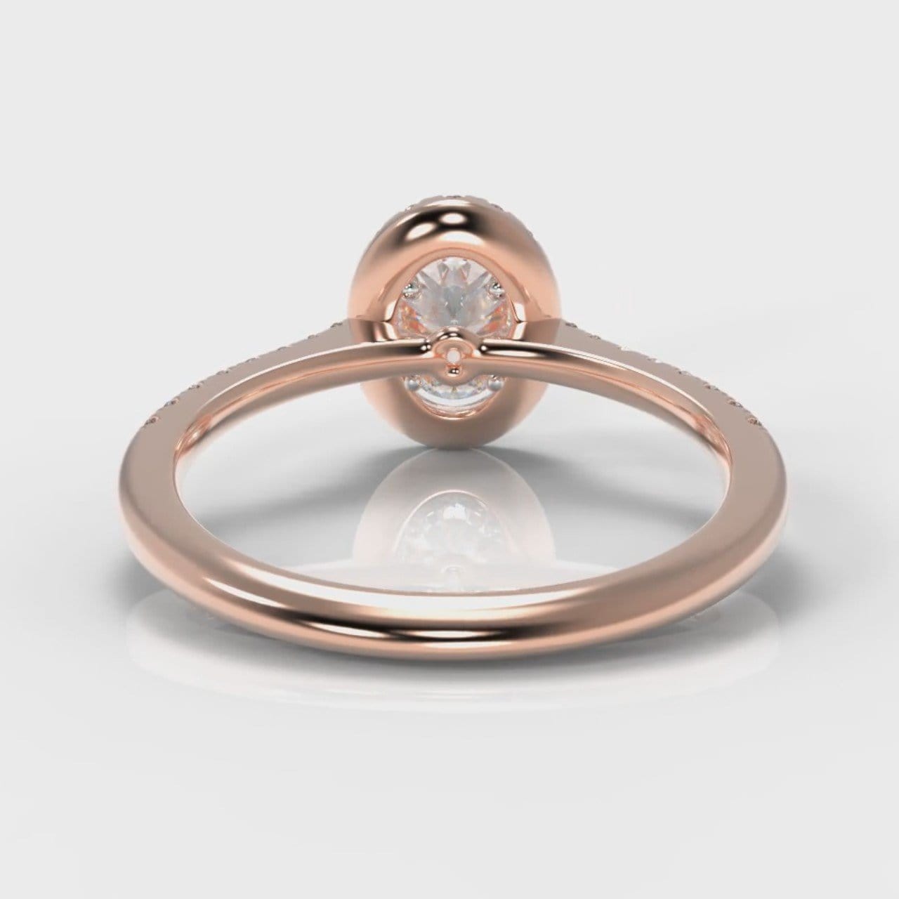 Petite Micropavé Oval Diamond Halo Engagement Ring - Rose Gold