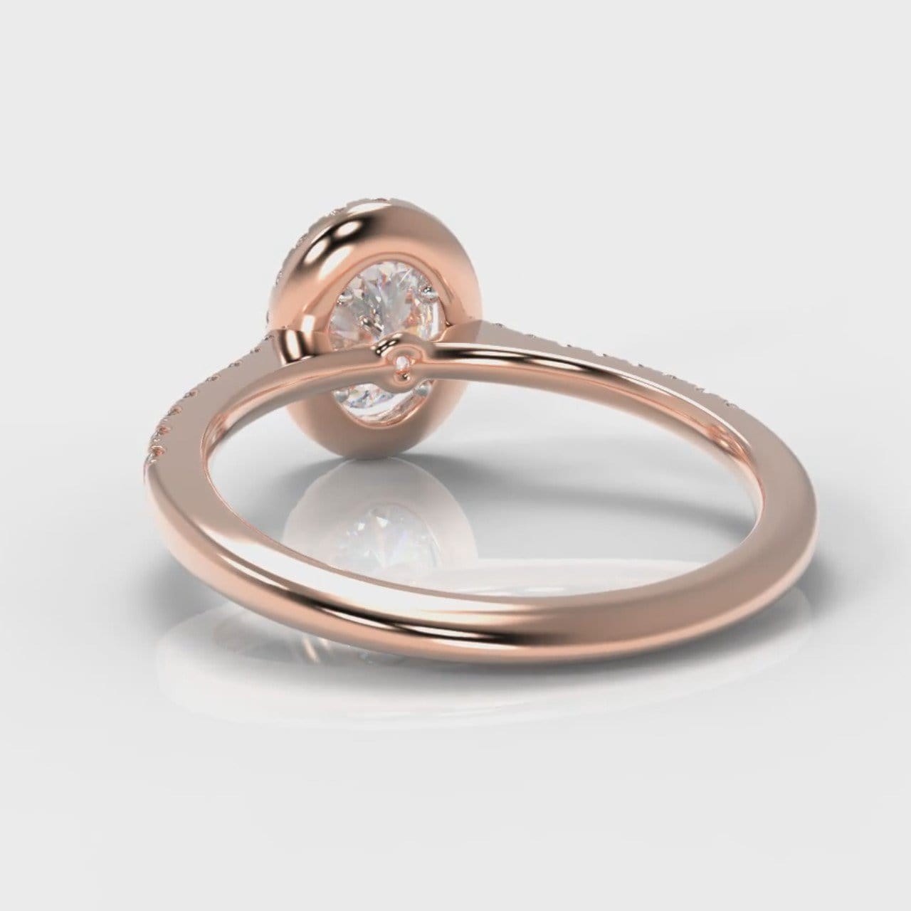 Petite Micropavé Oval Diamond Halo Engagement Ring - Rose Gold