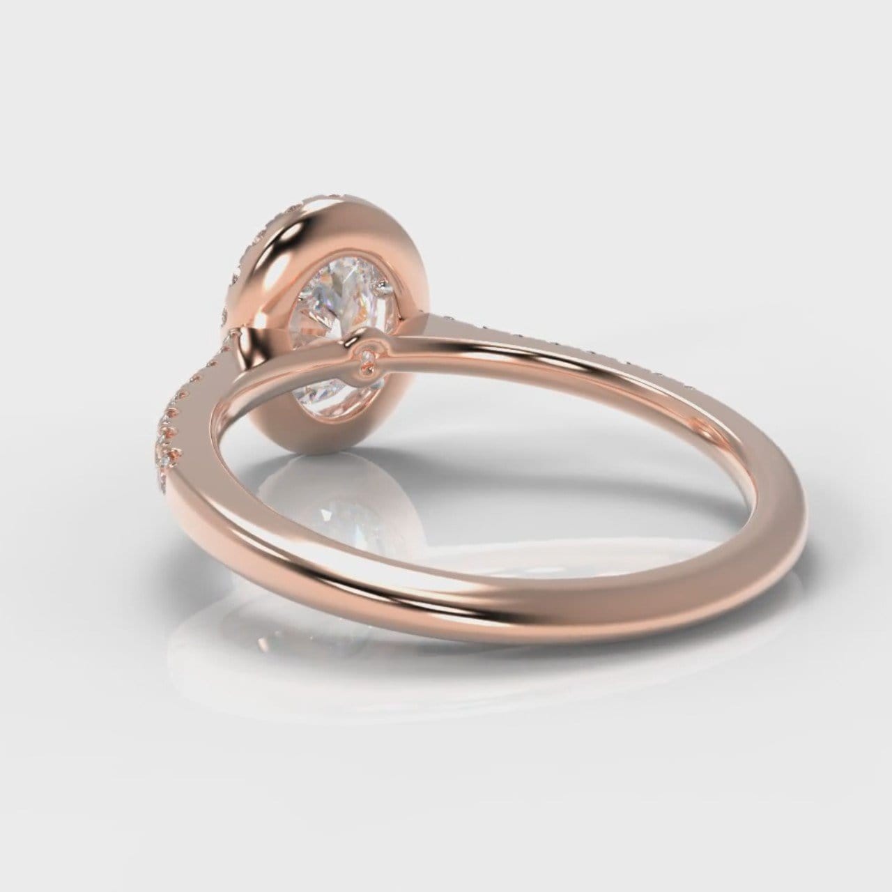 Petite Micropavé Oval Diamond Halo Engagement Ring - Rose Gold