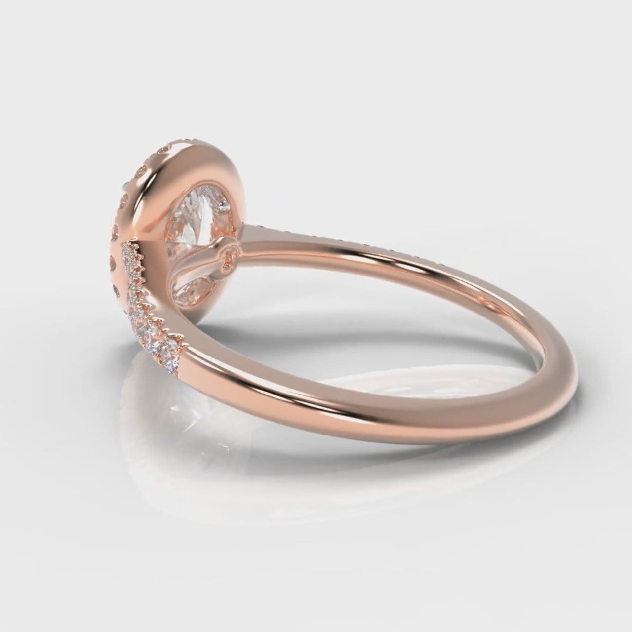 Petite Micropavé Oval Diamond Halo Engagement Ring - Rose Gold