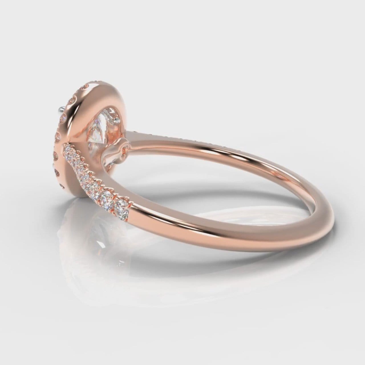 Petite Micropavé Oval Diamond Halo Engagement Ring - Rose Gold