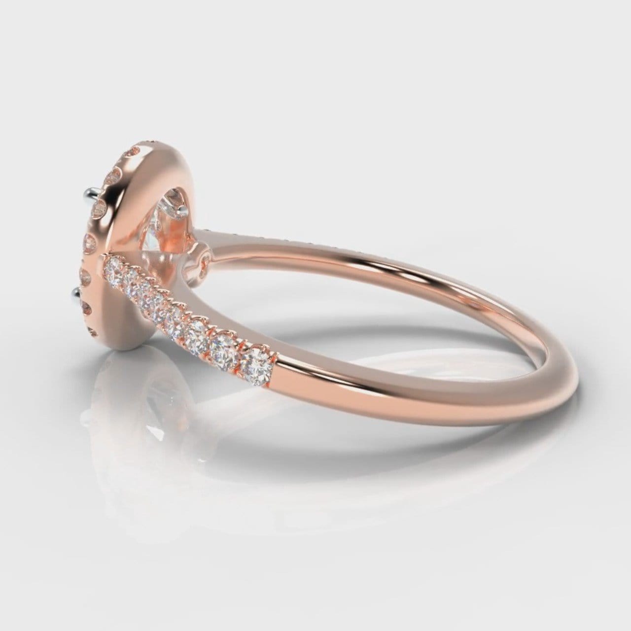 Petite Micropavé Oval Diamond Halo Engagement Ring - Rose Gold