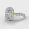 Micropavé Oval Diamond Halo Engagement Ring - Two Tone Yellow Gold
