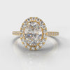 Petite Micropavé Oval Diamond Halo Engagement Ring - Yellow Gold