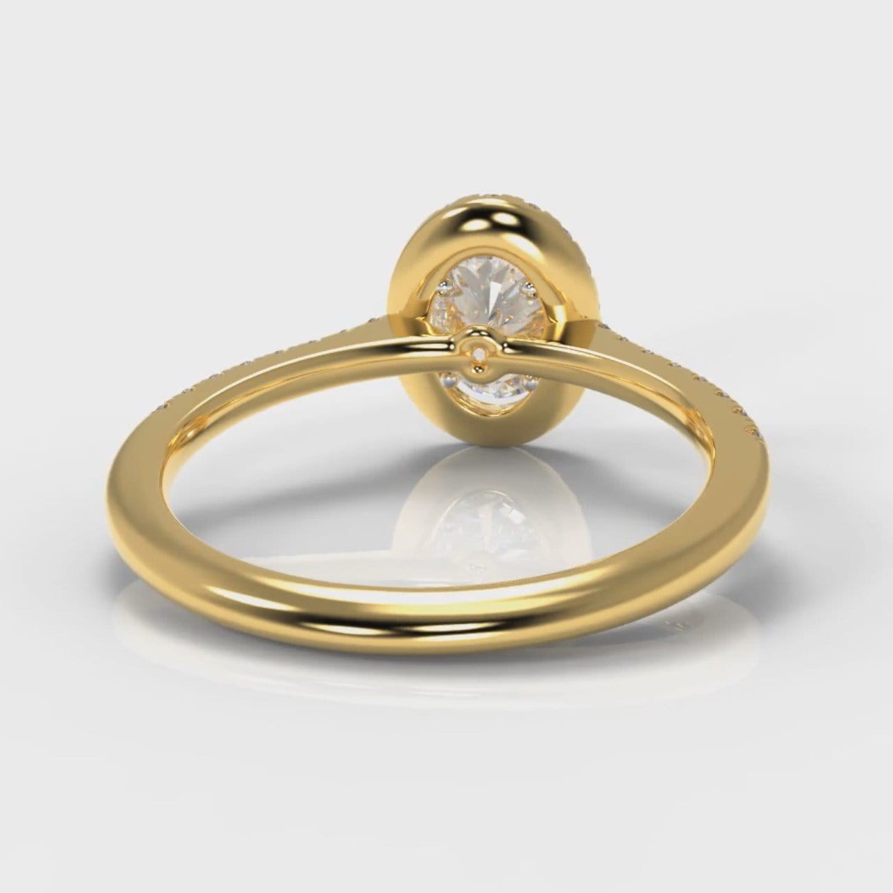 Petite Micropavé Oval Diamond Halo Engagement Ring - Yellow Gold