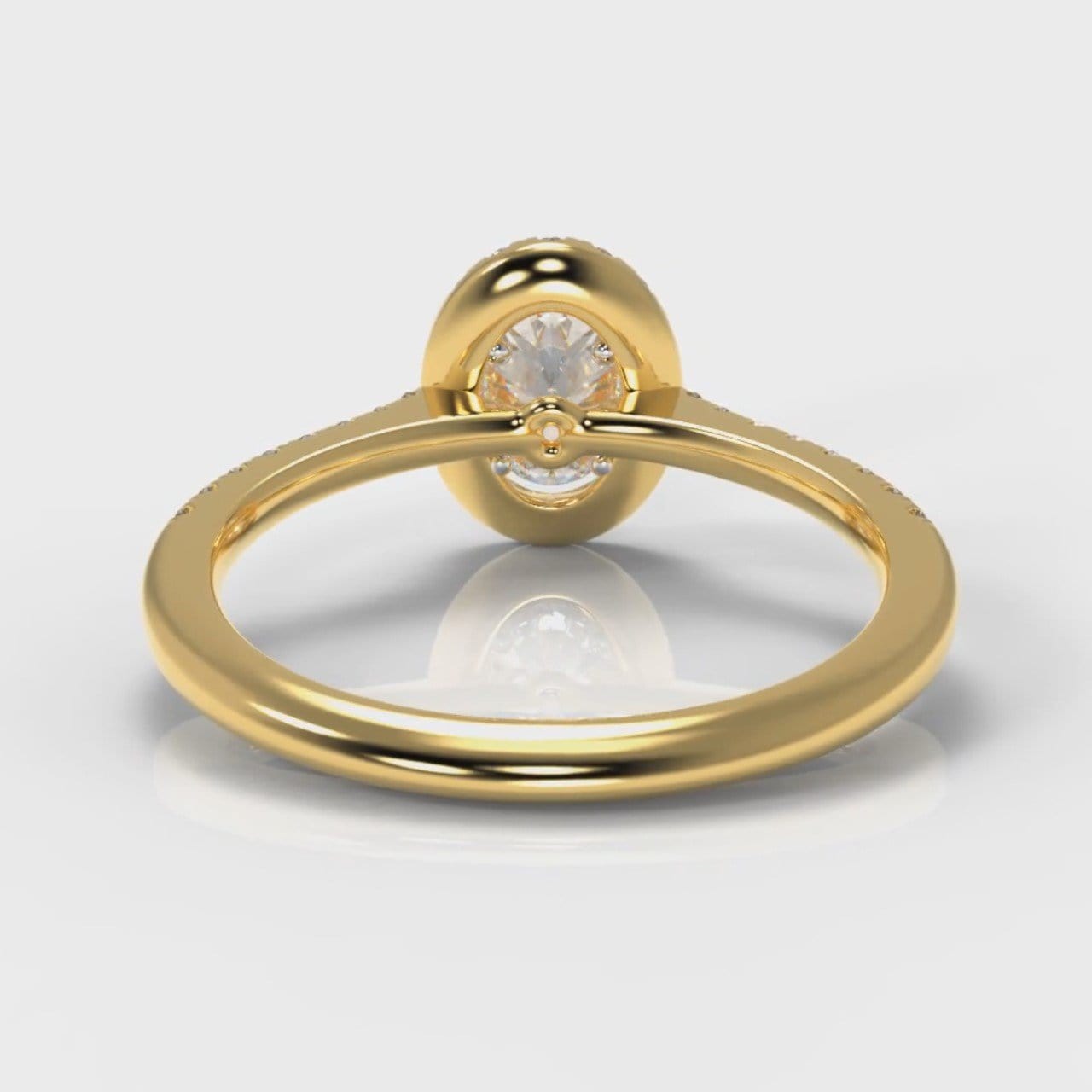 Petite Micropavé Oval Diamond Halo Engagement Ring - Yellow Gold