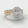 Micropavé Oval Diamond Halo Bridal Set - Two Tone Yellow Gold