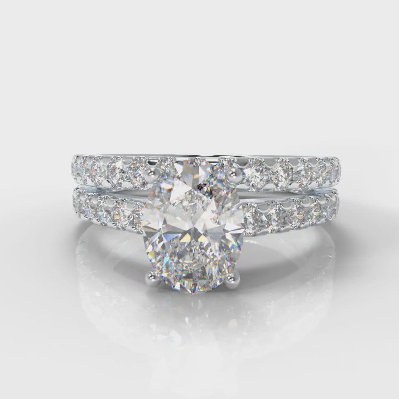 Carrée Micropavé Oval Diamond Bridal Set