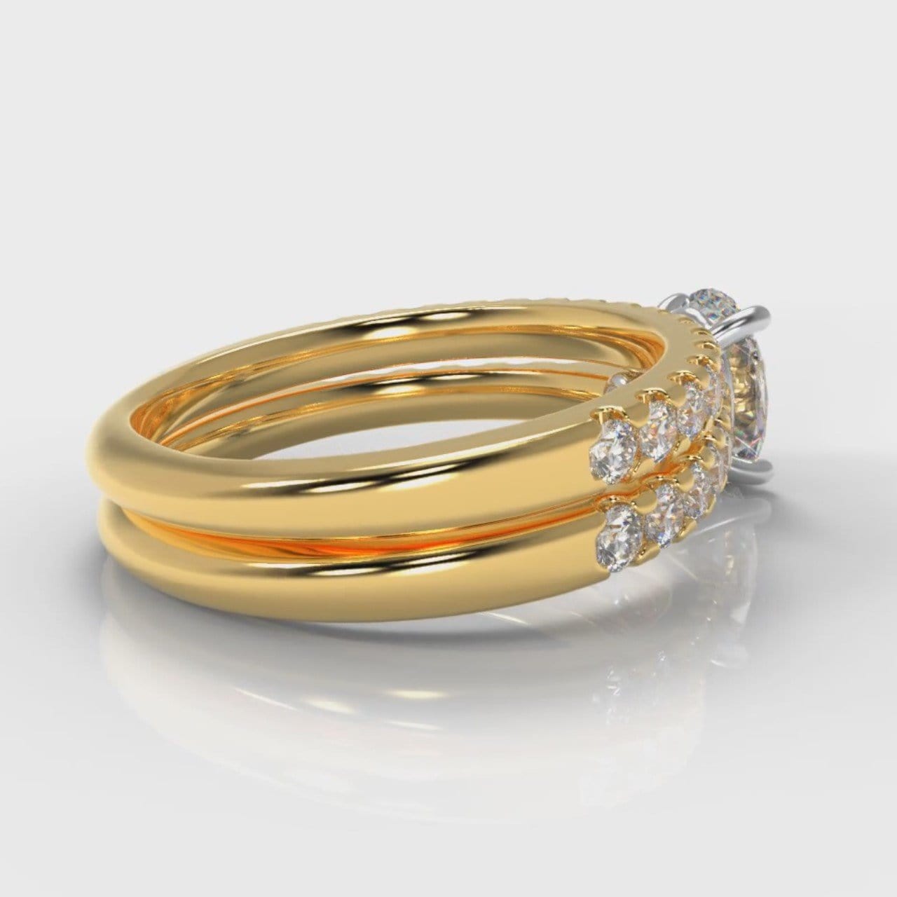Carrée Micropavé Oval Diamond Bridal Set - Yellow Gold