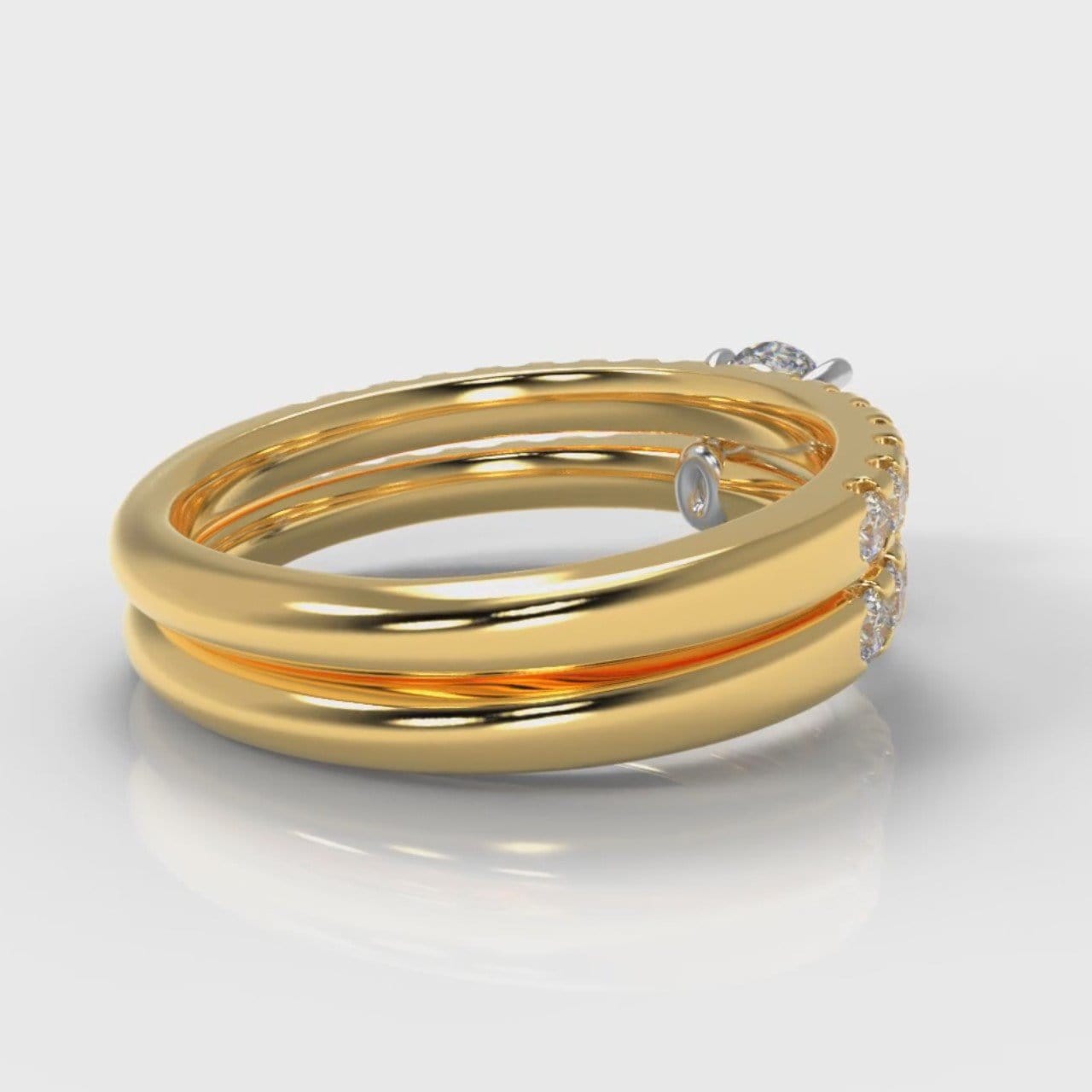 Carrée Micropavé Oval Diamond Bridal Set - Yellow Gold