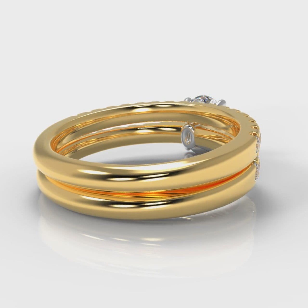 Carrée Micropavé Oval Diamond Bridal Set - Yellow Gold