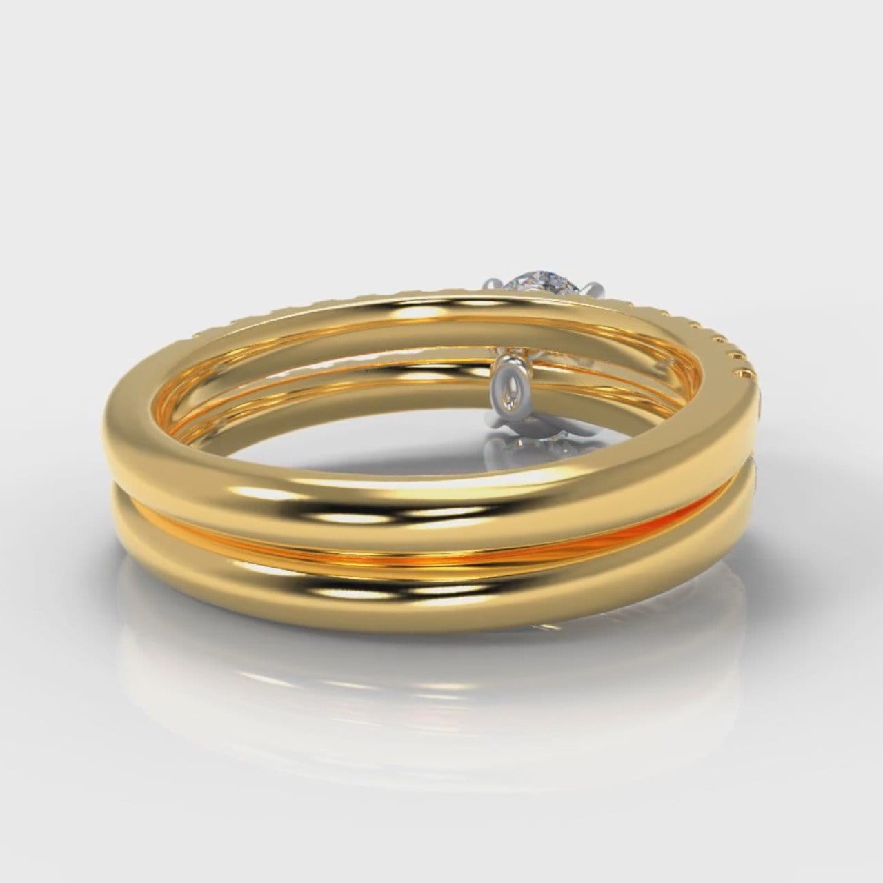 Carrée Micropavé Oval Diamond Bridal Set - Yellow Gold