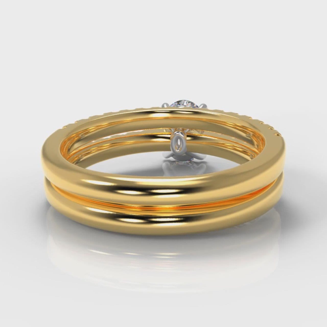 Carrée Micropavé Oval Diamond Bridal Set - Yellow Gold