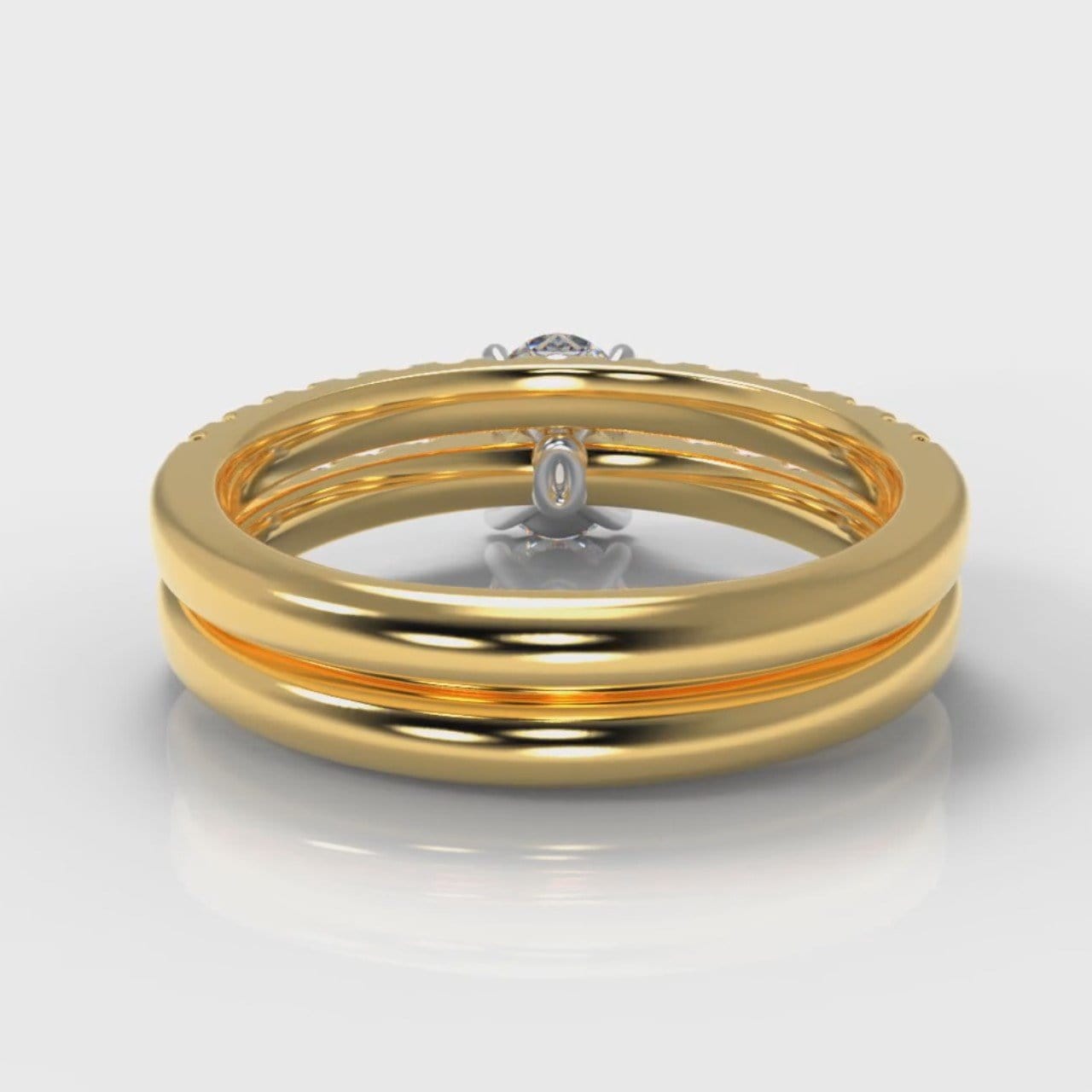 Carrée Micropavé Oval Diamond Bridal Set - Yellow Gold