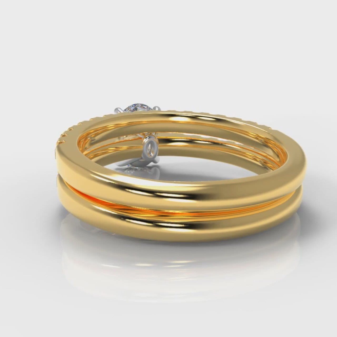 Carrée Micropavé Oval Diamond Bridal Set - Yellow Gold