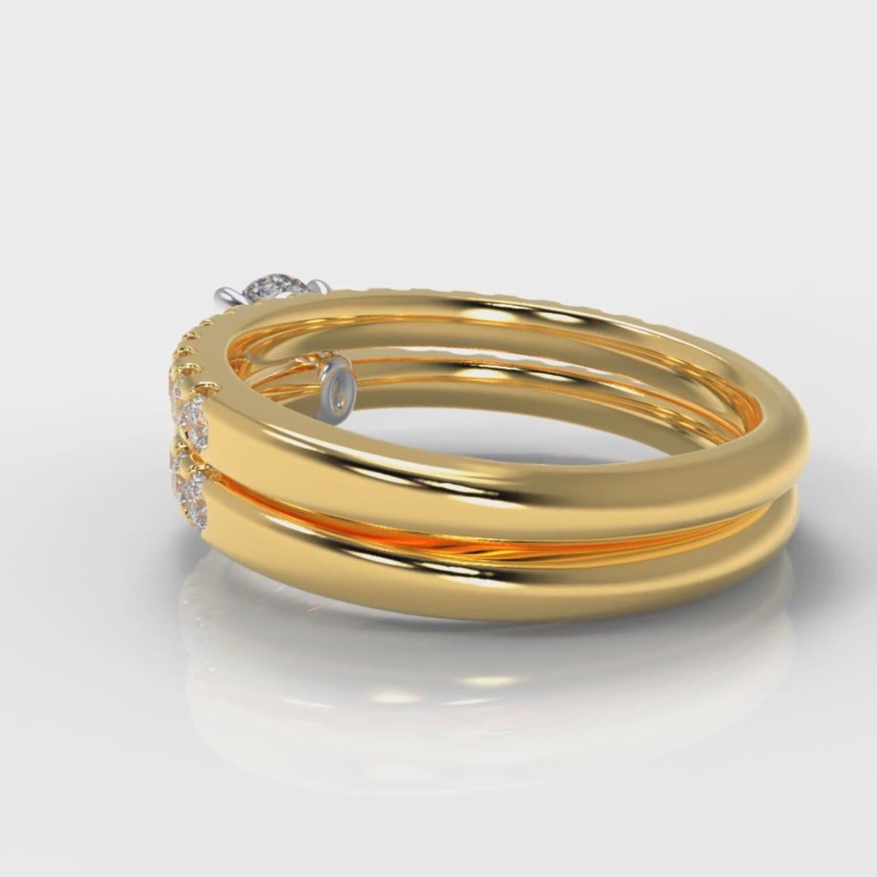 Carrée Micropavé Oval Diamond Bridal Set - Yellow Gold