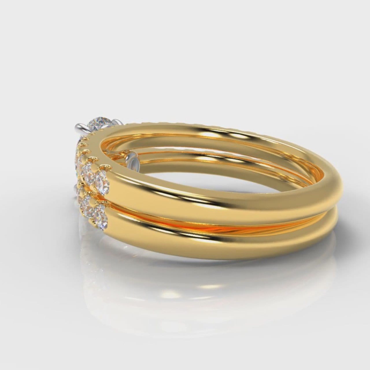 Carrée Micropavé Oval Diamond Bridal Set - Yellow Gold