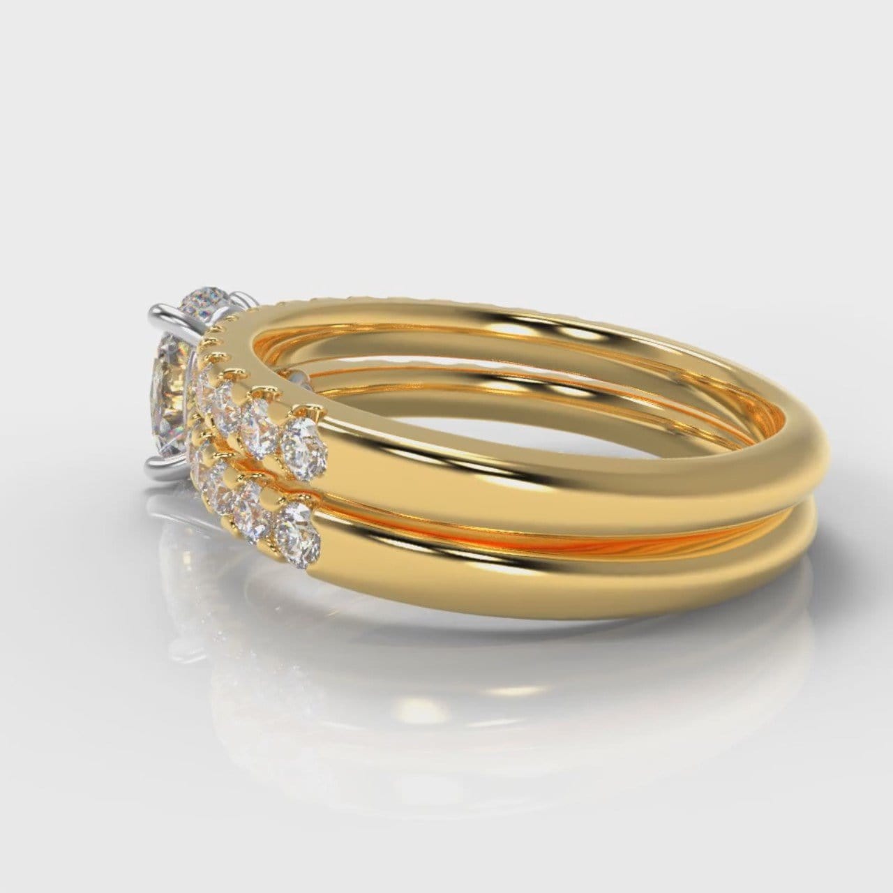 Carrée Micropavé Oval Diamond Bridal Set - Yellow Gold