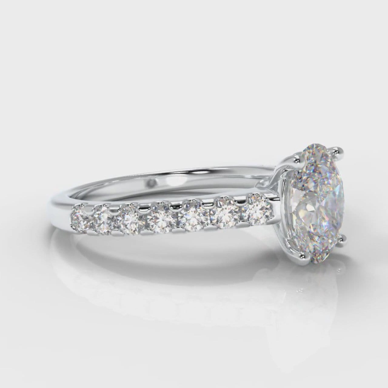 Carrée Micropavé Oval Diamond Engagement Ring