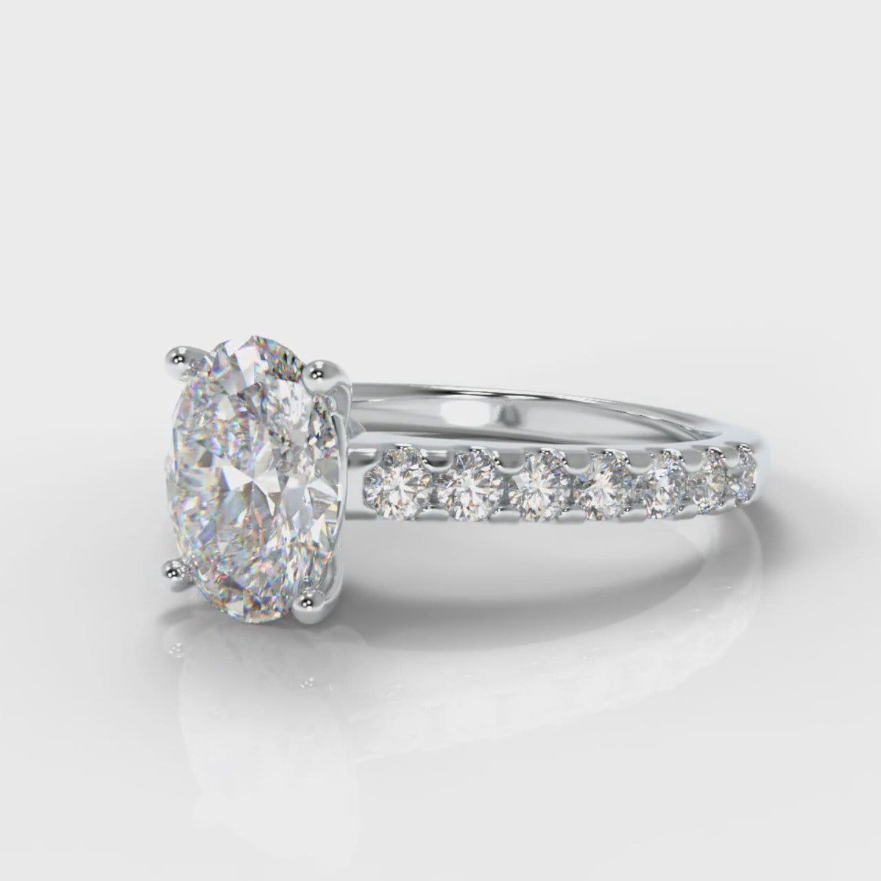 Carrée Micropavé Oval Diamond Engagement Ring