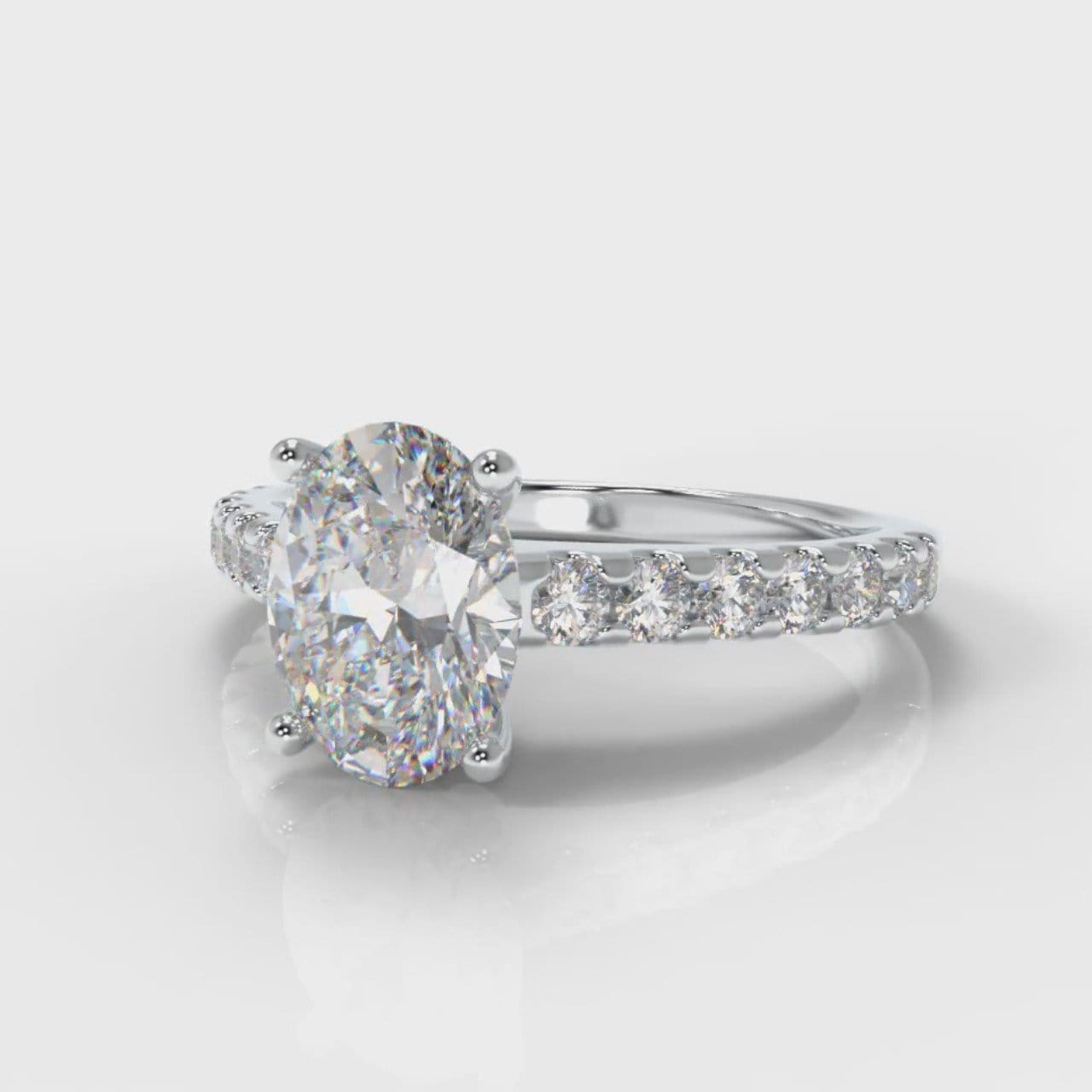 Carrée Micropavé Oval Diamond Engagement Ring