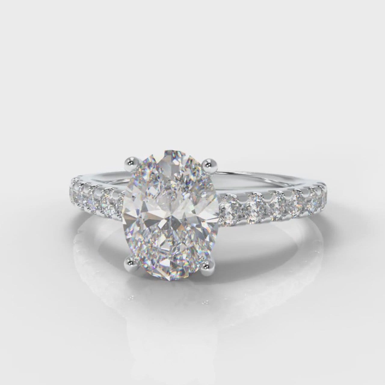 Carrée Micropavé Oval Diamond Engagement Ring