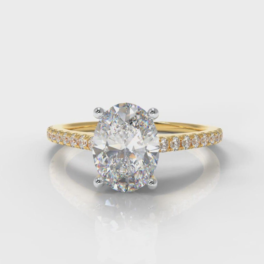 Petite Micropavé Oval Diamond Engagement Ring - Yellow Gold