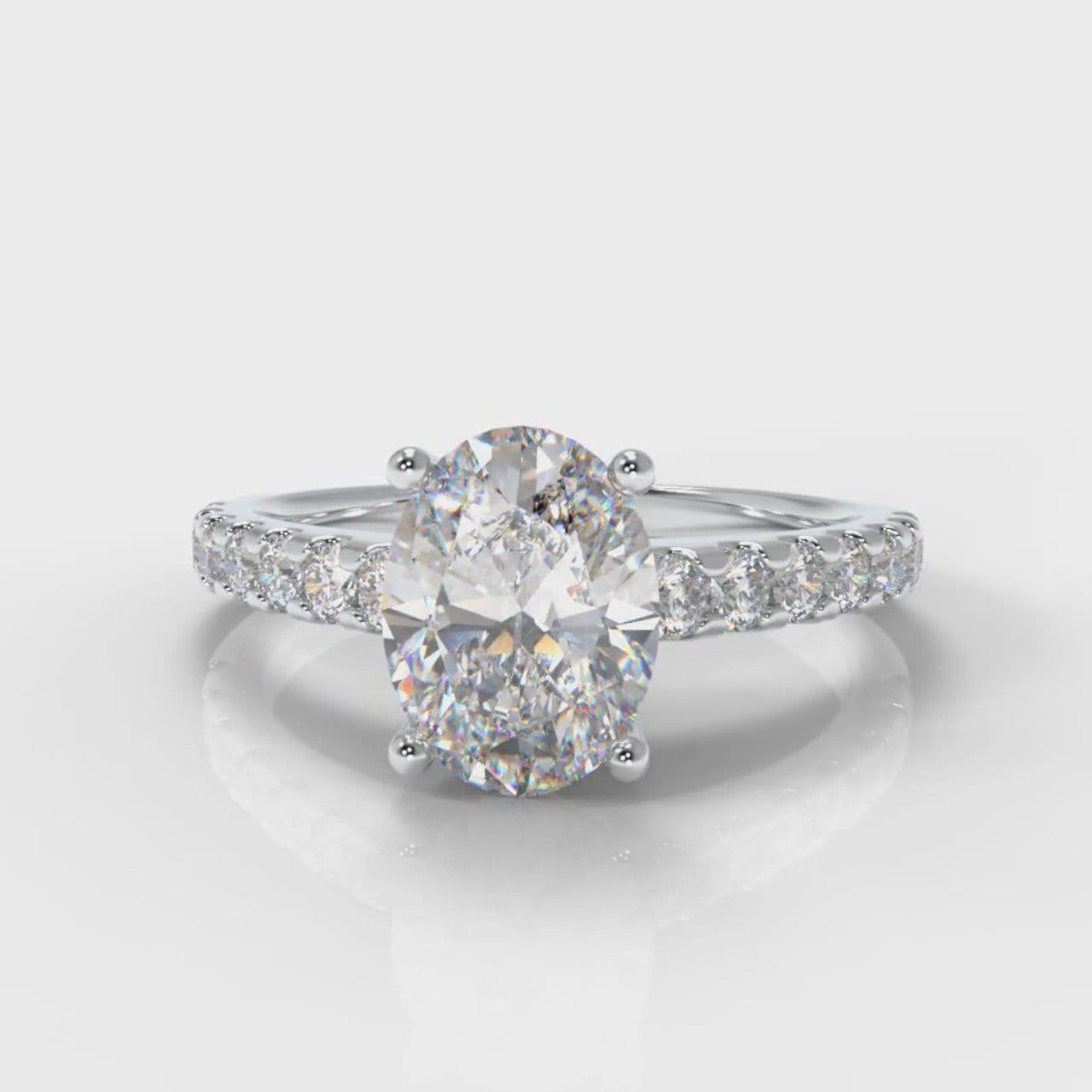 Carrée Micropavé Oval Diamond Engagement Ring