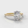 Petite Micropavé Oval Diamond Engagement Ring - Yellow Gold