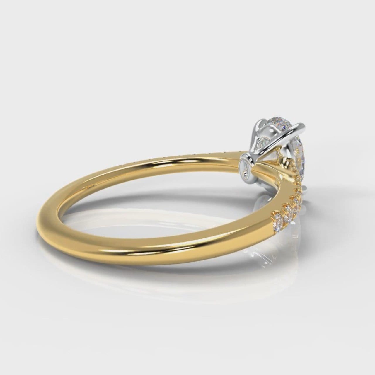 Petite Micropavé Oval Diamond Engagement Ring - Yellow Gold