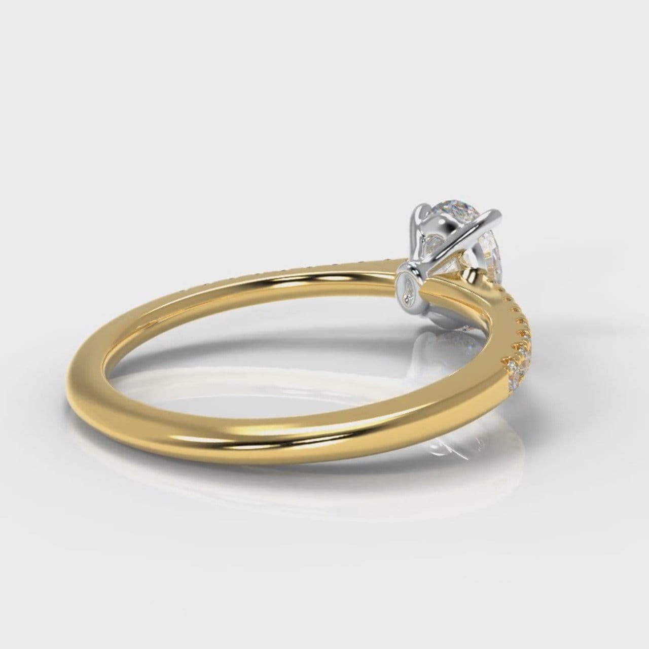 Petite Micropavé Oval Diamond Engagement Ring - Yellow Gold