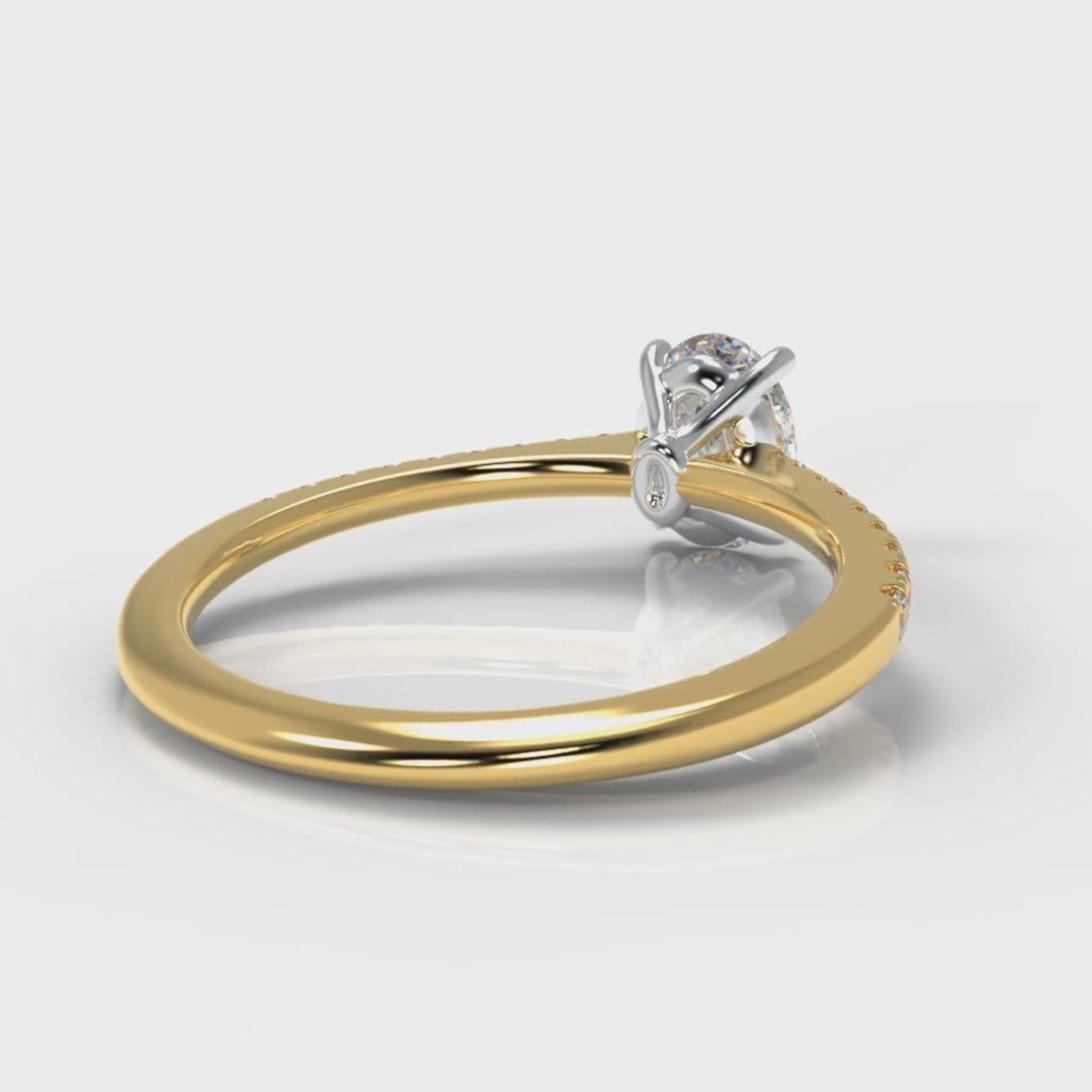 Petite Micropavé Oval Diamond Engagement Ring - Yellow Gold