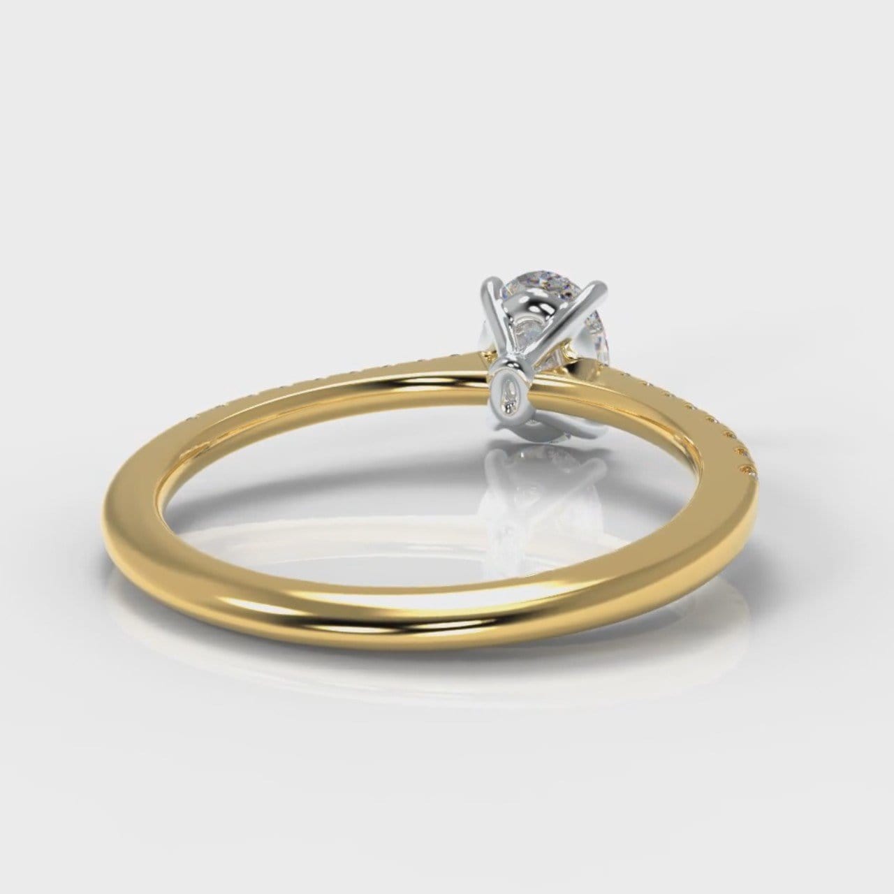 Petite Micropavé Oval Diamond Engagement Ring - Yellow Gold