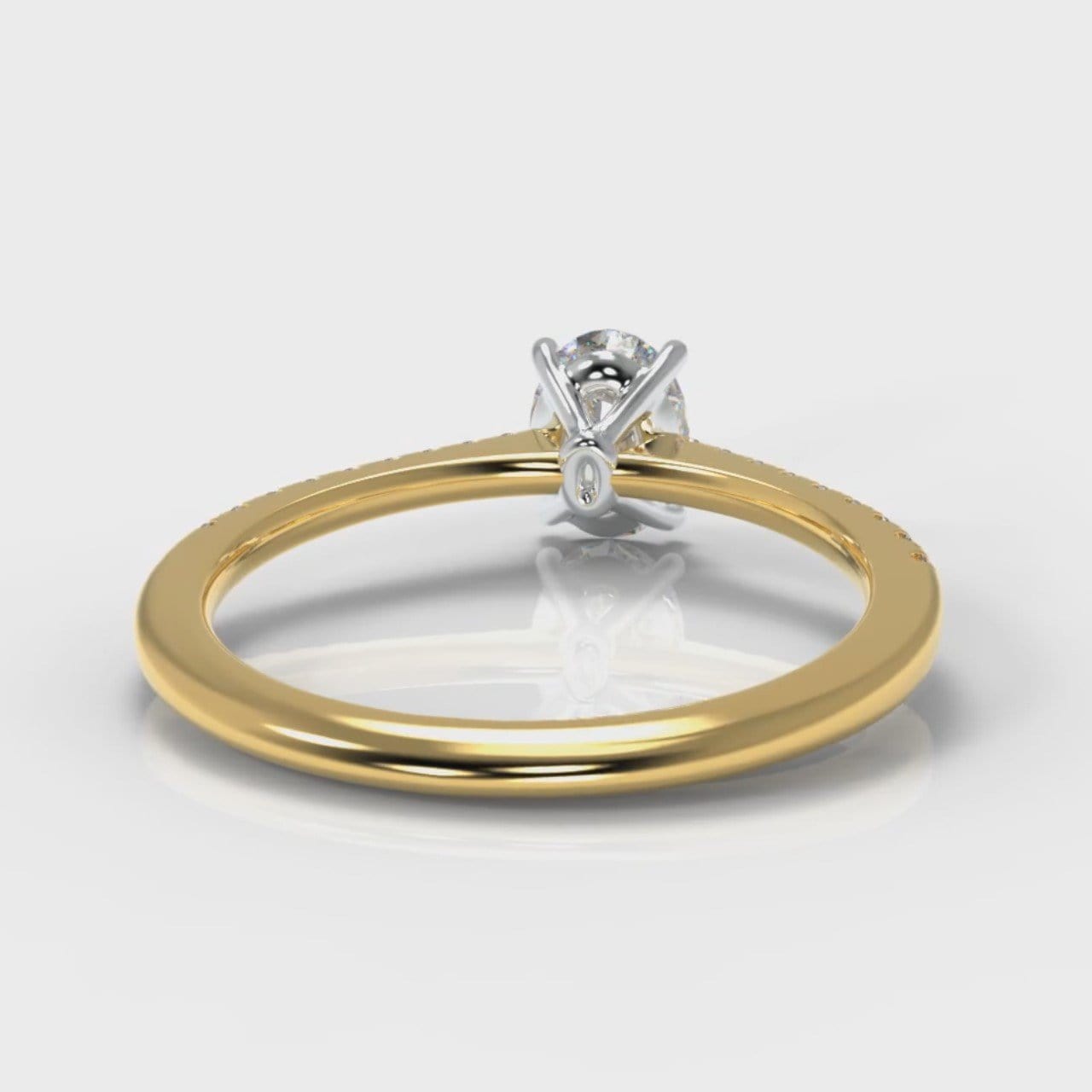 Petite Micropavé Oval Diamond Engagement Ring - Yellow Gold