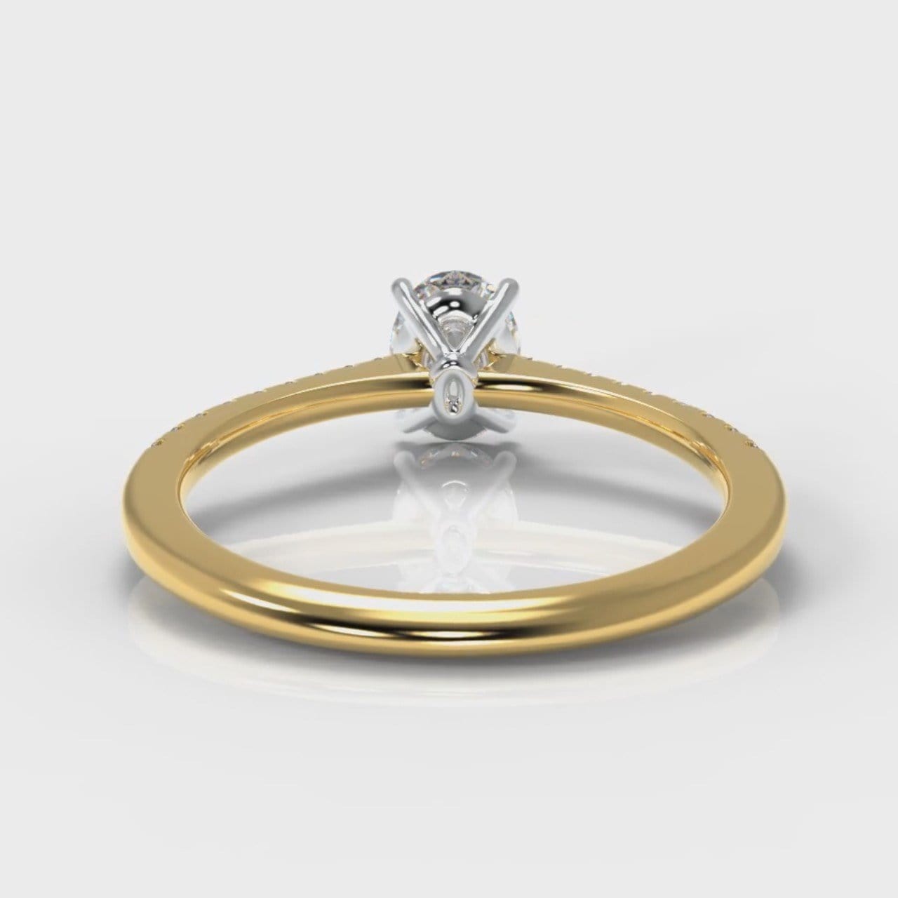 Petite Micropavé Oval Diamond Engagement Ring - Yellow Gold