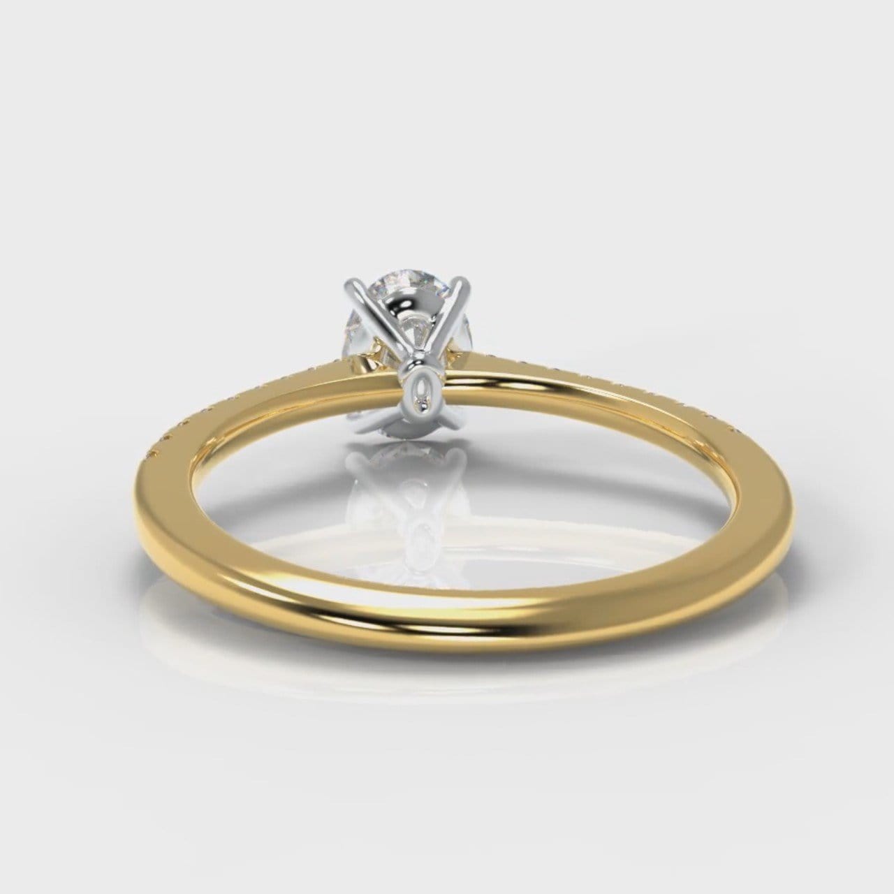 Petite Micropavé Oval Diamond Engagement Ring - Yellow Gold