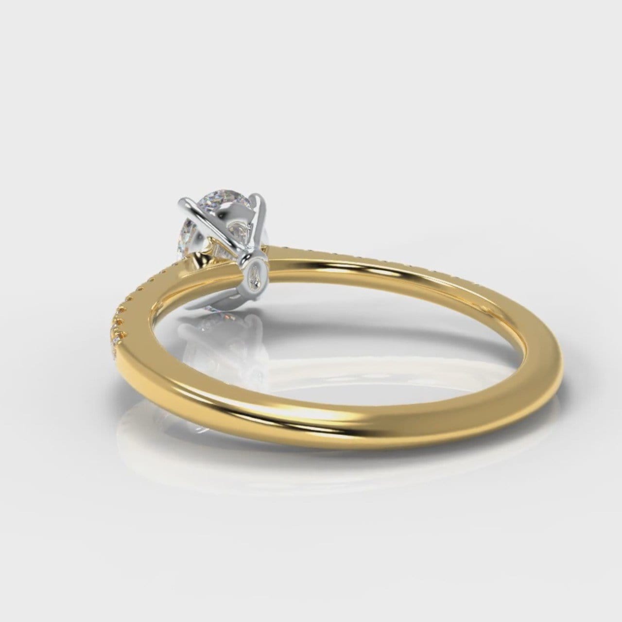 Petite Micropavé Oval Diamond Engagement Ring - Yellow Gold