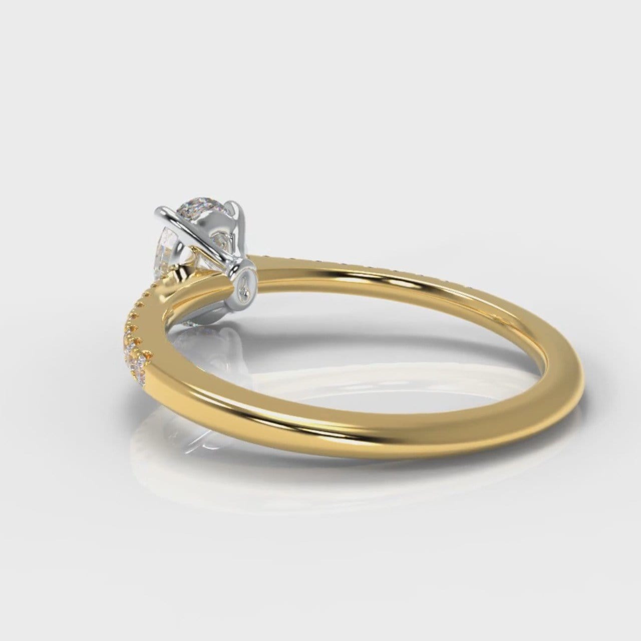 Petite Micropavé Oval Diamond Engagement Ring - Yellow Gold