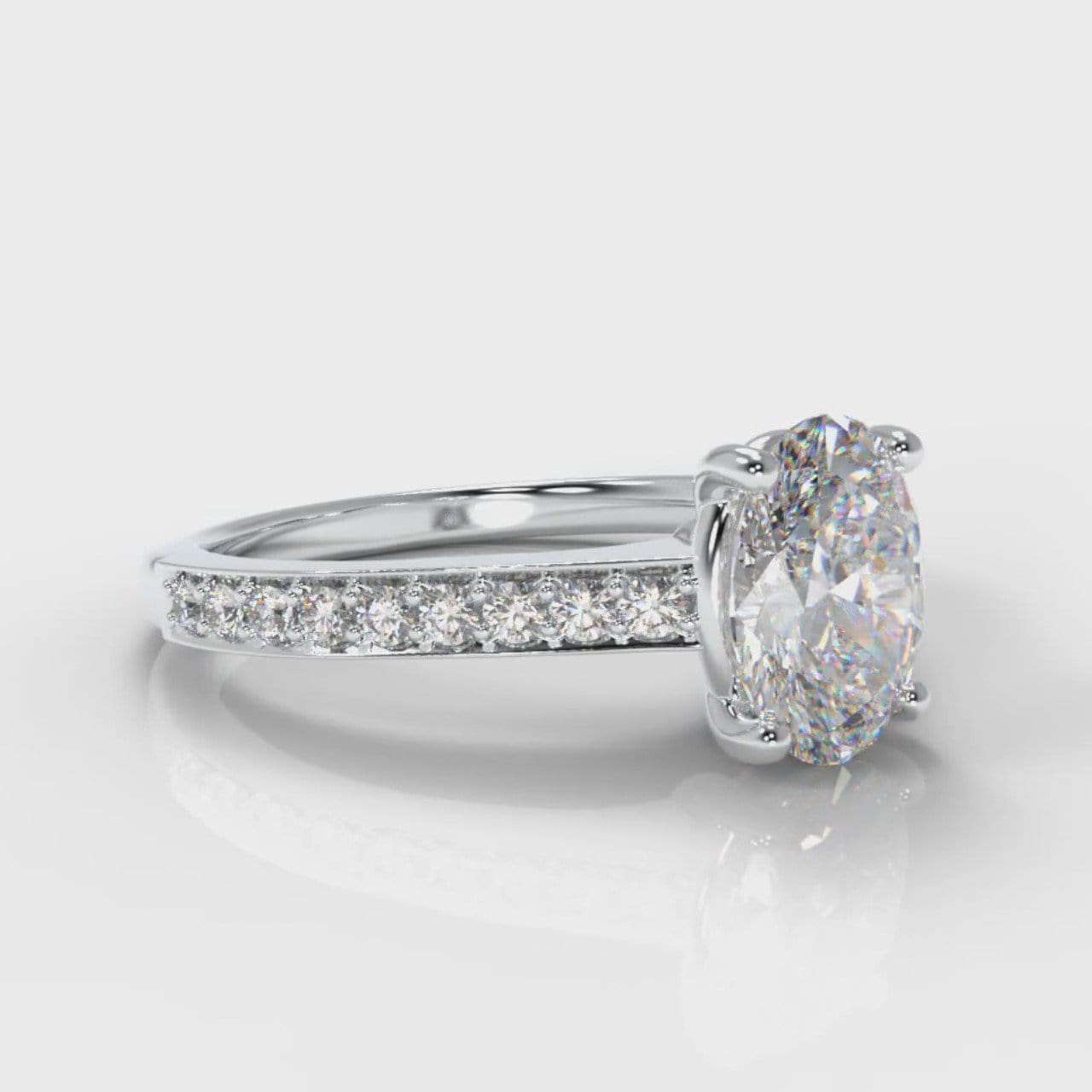 Pavé Oval Diamond Engagement Ring