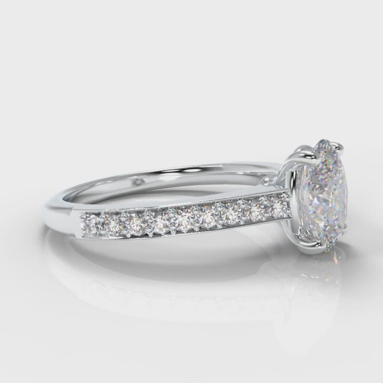 Pavé Oval Diamond Engagement Ring