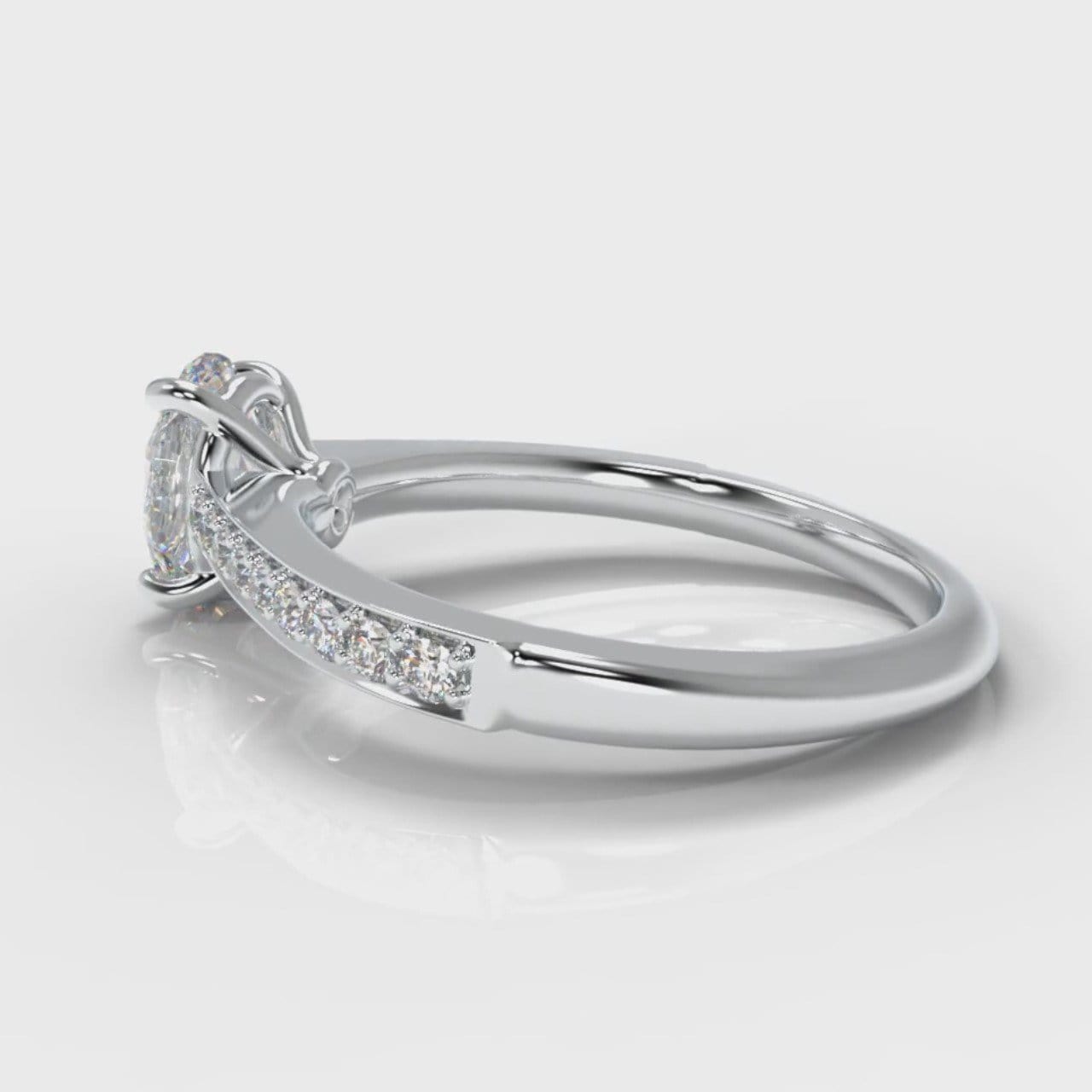 Pavé Oval Diamond Engagement Ring